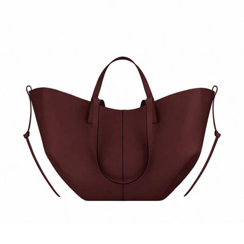 Large Capacity Cowhide Tote Bag Urban Minimalist Style Leather Underarm Bag Versatile Shoulder Crossbody Bag Trendy Bucket Bag