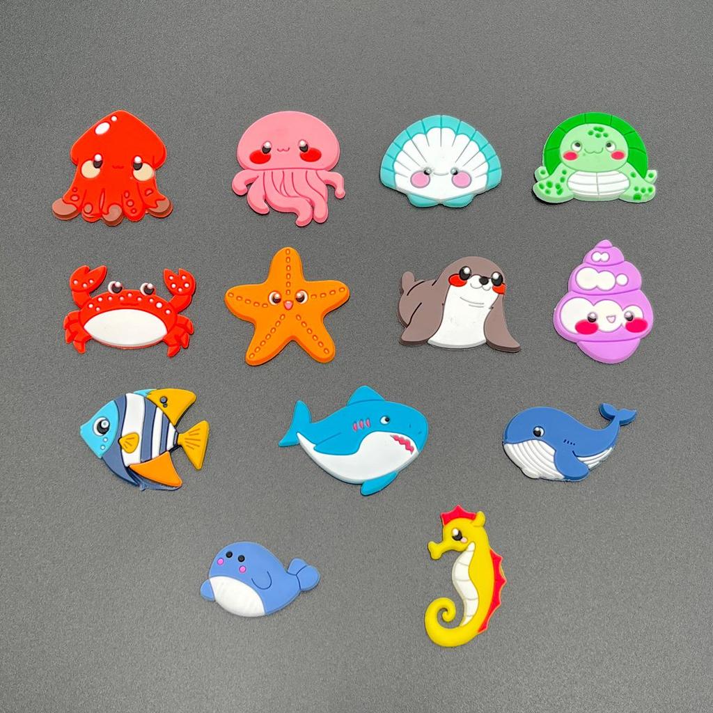 Underwater Animals PVC Soft Rubber DIY Crocs Phone Case, Fridge Magnet, Milk Tea Cup Hair Clip & Stickers