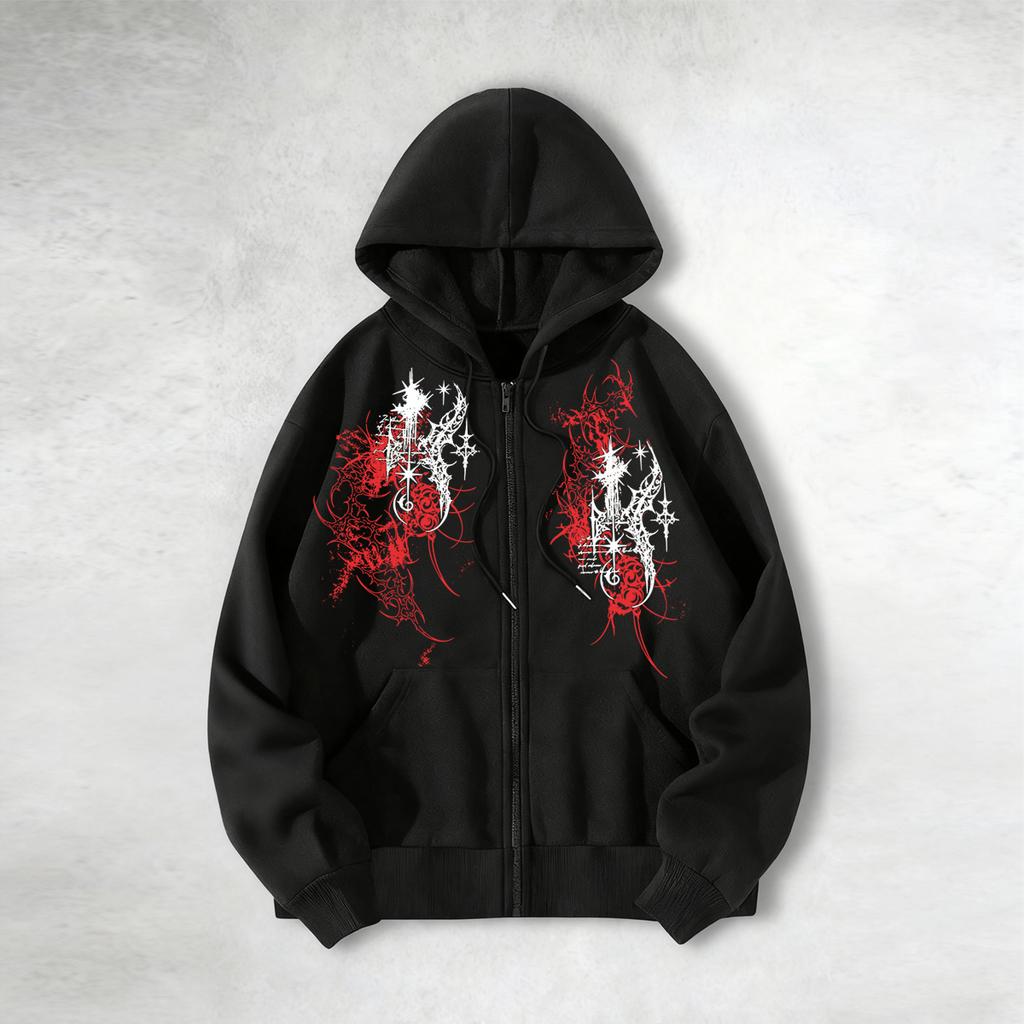 Men's Zip-Up Hoodie, Full-Zip Fleece Hoodie,Hooded Sweatshirt,Relaxed-Fit Sweatshirt with Pockets,Fall/Winter Streetwear Brand Zip-Up Sweatshirt