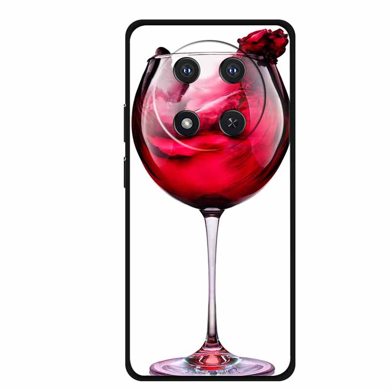 For Honor X9c Case X 9 c Coque Flowers Black Silicone TPU Soft Back Cover For Honor Magic 7 Pro Magic7 5G lite Phone Case Funda