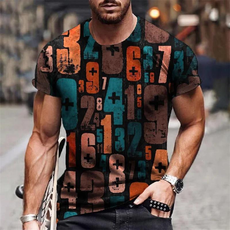 

Numerical Letter Pattern T-Shirt For Men Funny 3D Printed T Shirts Summer Casual O-Neck Tops Unisex Short Sleeve Tees Streetwear 6XL