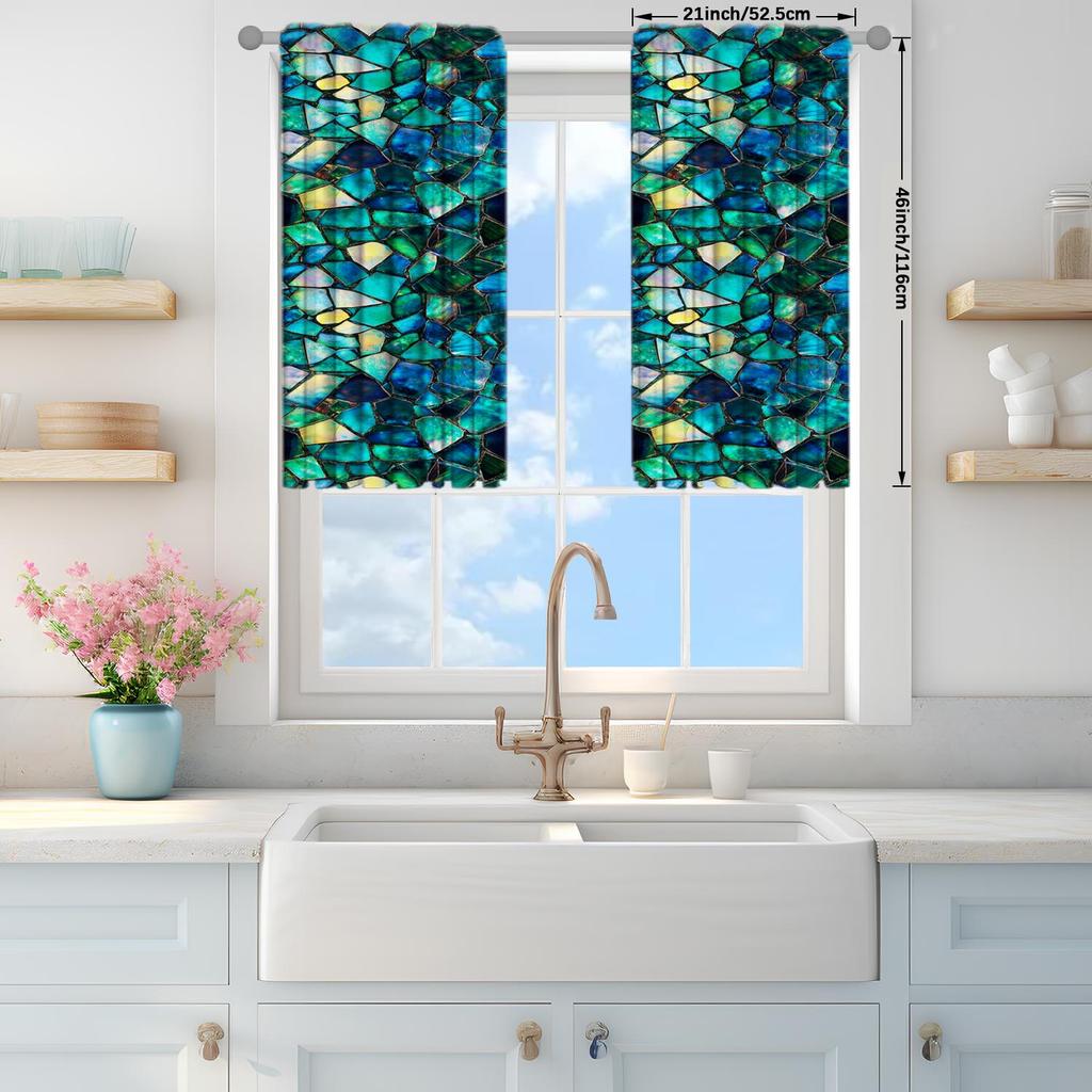 2 Panels Colorful and Dazzling Glass Pattern Curtains   Versatile Design Suitable for Any Style   Creating a Peaceful Living Space