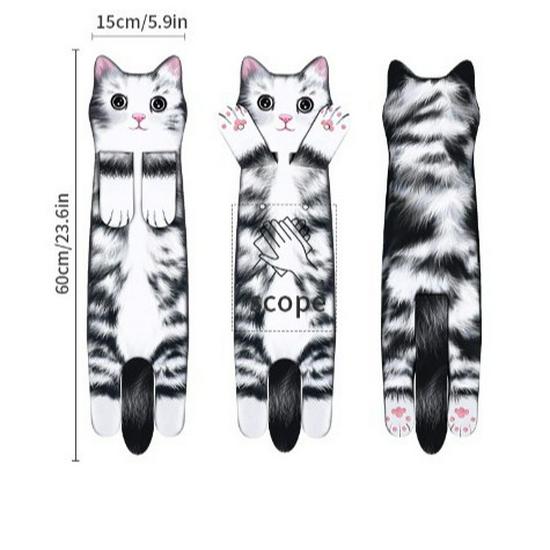 Popular Cute Cat Hand Towel - Hangable, Thick, for Kitchen and Bathroom