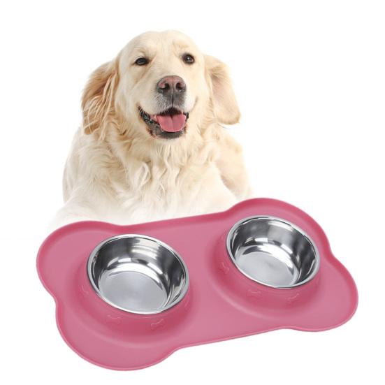 Miska dla zwierząt Wygodna Miska podwójna dla psa zapobiegająca rozlewaniu Mata silikonowa Łatwa do czyszczenia Miska na jedzenie i wodę dla kota Artykuł dla zwierząt