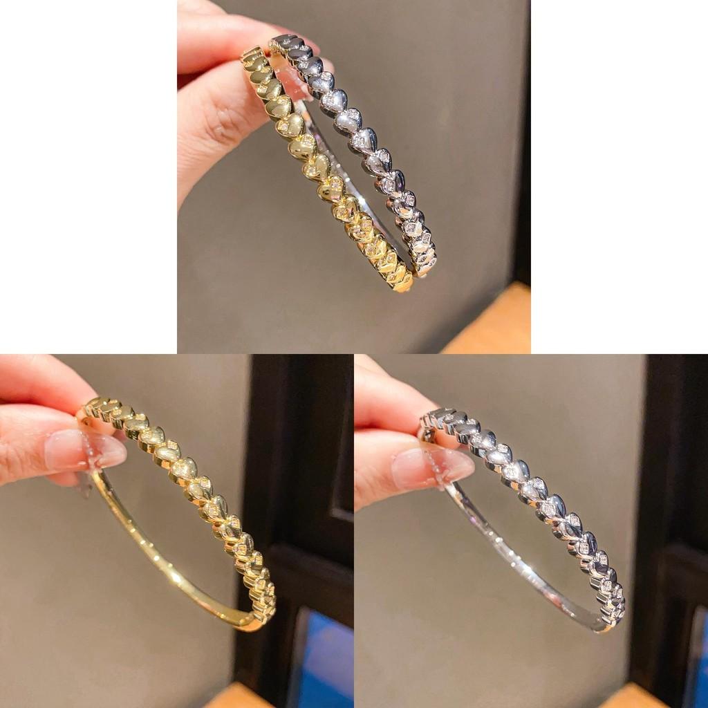 18k Gold Plated Heart Shape Bracelet With Zircon Stones For Women Fashion Jewelry