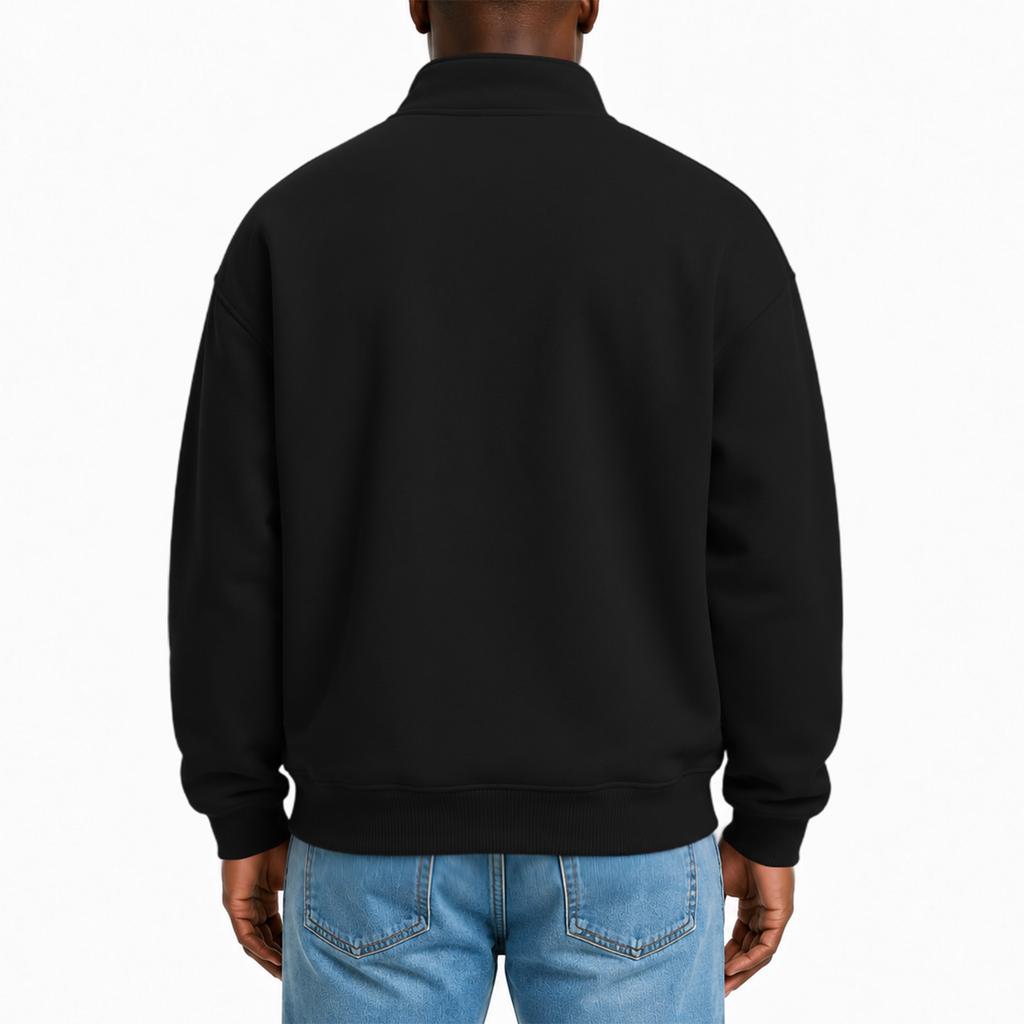 Men's Stand Collar Long Sleeve Zip-Up Sweatshirt with Two-Way Zipper for Spring and Fall