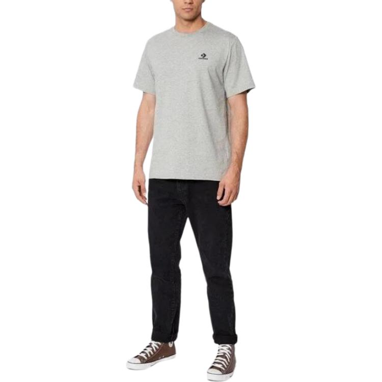 Converse T Shirts Unisex Gray Crew Neck Moderate Straight Fit 10023876-A05