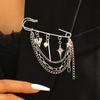 Personality Heart Star Tassel Chains Pendant Brooches for Women Men Light Luxury New Fashion Brooches Pin Clothing Accessories