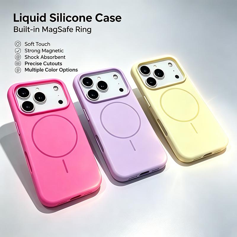 Magnetic Matte Soft Liquid Silicone Phone Case For iPhone 18 17 16 15 14 13 Pro Max Air For Magsafe Wireless Charging Cover