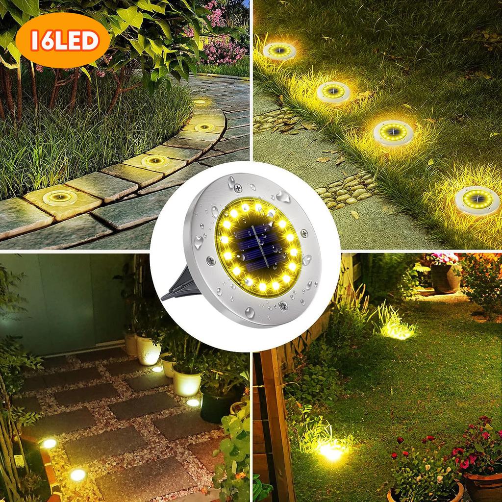 1/4pcs/8pcs Outdoor Solar Lights Buried Garden Decor 8/16LED Lamp Sunlight Power Disk Light Underground Yard Lawn Spotlight