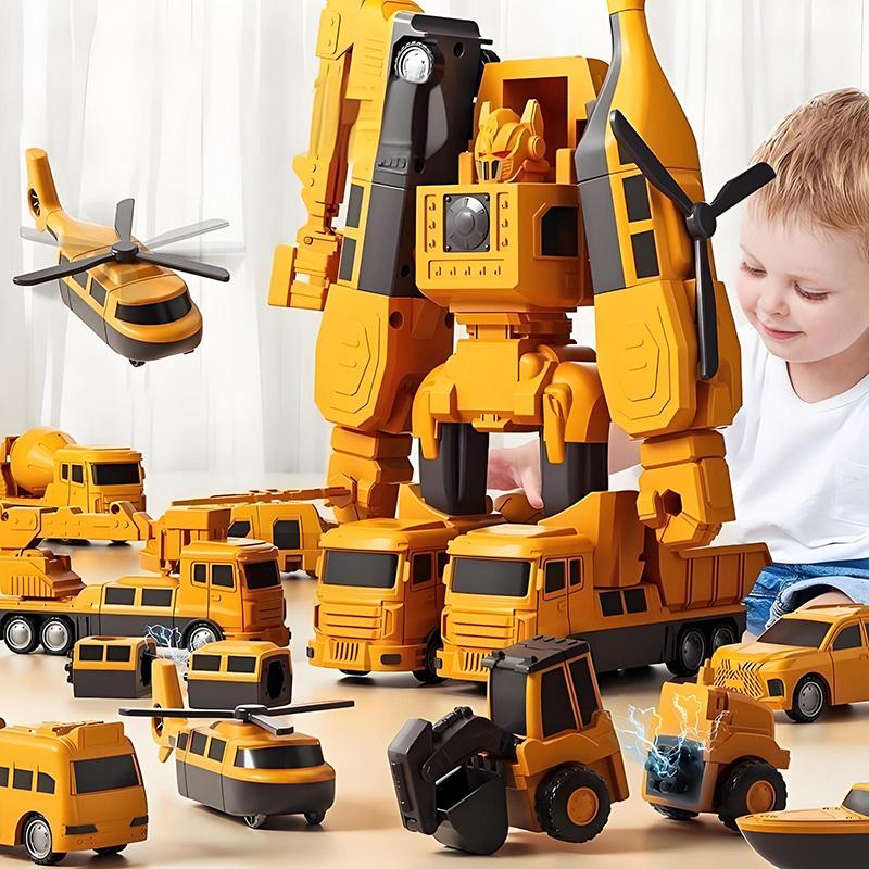 35Pcs Children S Magnetic Assemblytoy Car, Engineering Car, Boys  Block Assembly Toy, Boys  Block Assembly Toy Deformation Robot