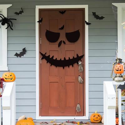 Décoration d'Halloween autocollants pour porte de chambre décoration de fenêtre main de squelette citrouille DIY chapeau de sorcière diable autocollants pour fenêtre en verre fantôme