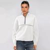 Damen S Halber Reißverschluss Langarm Sweatshirt Kontrastfarbe Lässiges Oberteil