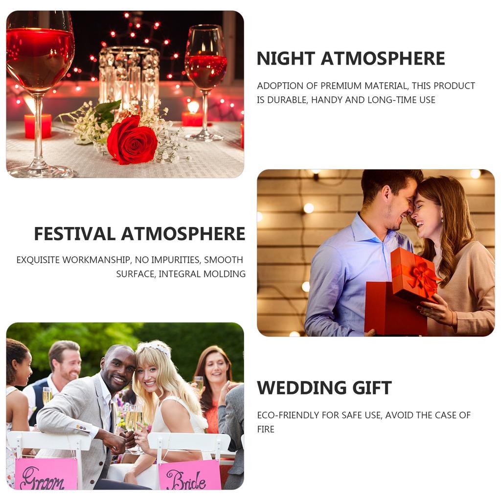 24Pcs Heart Shaped LED Electronic Lamp Flameless Warm White Flickering Light for Valentine Christmas Party Decor Night