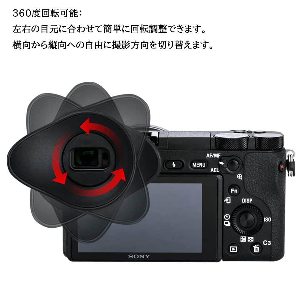 JJC Eye Cup Sony Eye Cup Kompatibilní s fotoaparátem Sony A6400 A6600 A6500 Ochrana hledáčku otočný o 360 stupňů Pohodlný Lehký Vyrobeno z