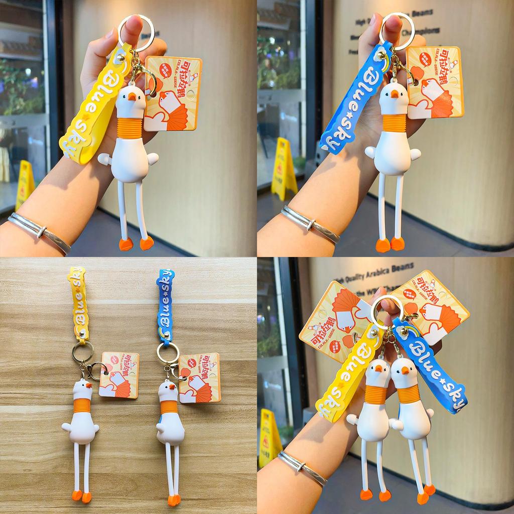 Charming Stretchy Neck Goose Keychain Silicone Accessory For Bags And Cars