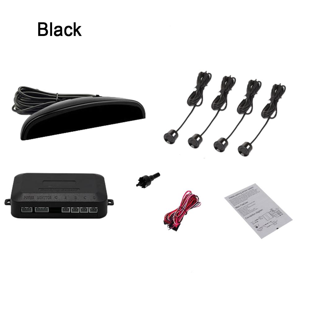 1 Set Reverse Backup Sensors Radar System 12V Car Parking Sensors Parking Kit LED Display 4Sensors Reverse Monitoring System black probe