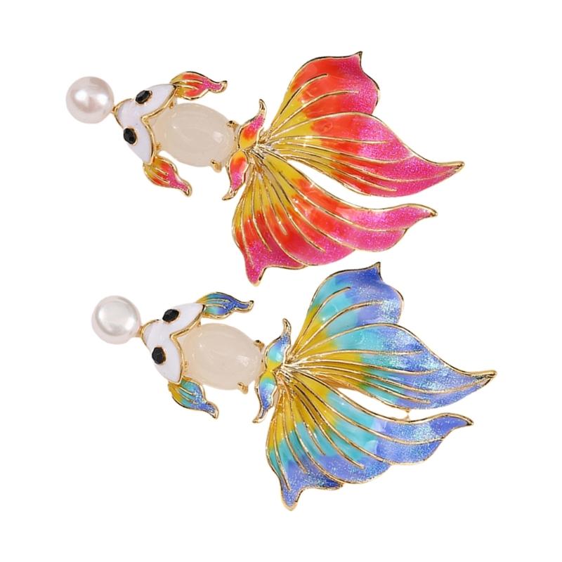 Adorable Enamel Goldfish Brooch Alloy Lapel Pin Stylish Jewelry Accessories for Women Hats Bags Jackets Fashion Gift