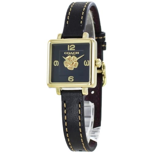 

Coach Women s Cass Leather Watch, Black Leather, 14503695