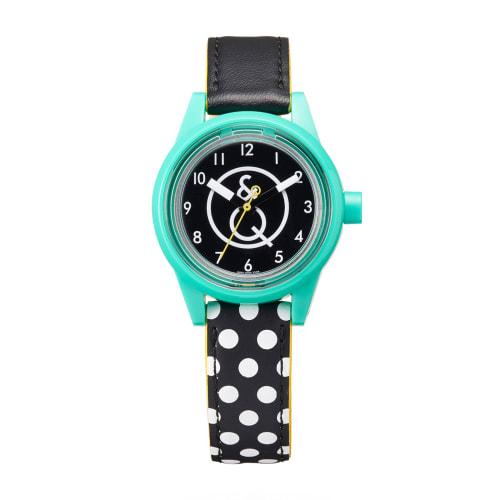 Citizen Cue & Cue Smile Solar Analog Mini Series Watch, Waterproof, Urethane Strap, Polka Dot Pattern, Black, RP01J033