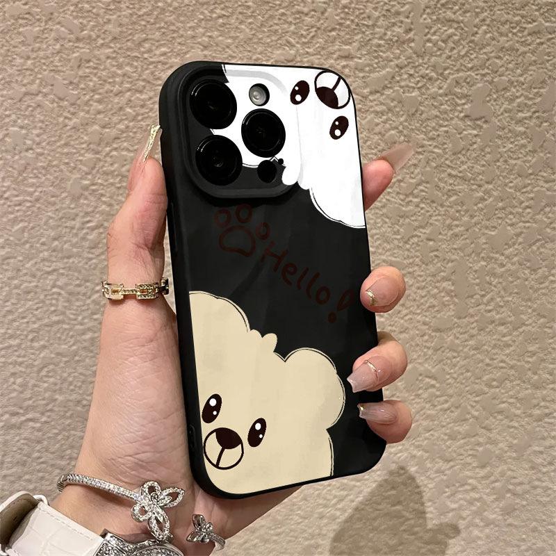 Cartoon Bear iPhone17promax Mobile Phone Case for Apple 16promax Pleats 14 Cute 15 Sets