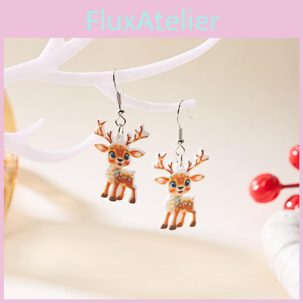 Festive Reindeer Acrylic Earrings For Women With Unique Geometric Style And Christmas Vibe