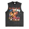 Canotta Senza Maniche Tupac Grafica Retro High Street Cotone Pesante