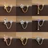 New Arrival Double Ear Studs Tassel Chain Hanging Earrings for Women Flower Butterfly Ear Piercing Earring Luxury CZ Hot Jewelry