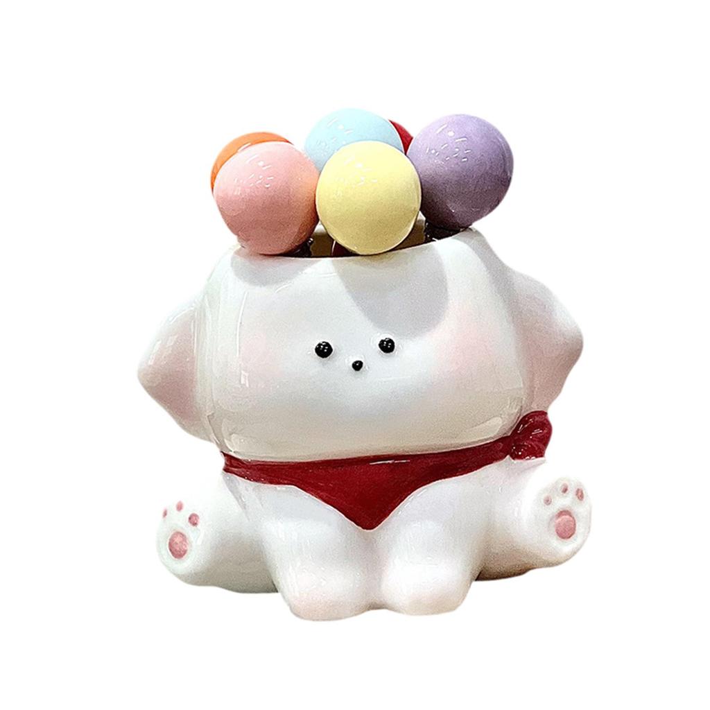 Cartoon Dog Fruit Forks Set Ceramic Dessert Fork with Storage Jar Cute Appetizer Picks for Home Party
