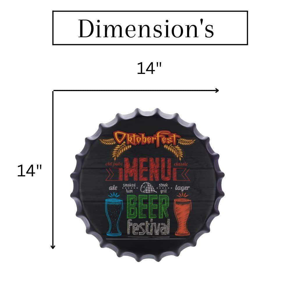 Decorative Metal Bottle Caps Wall Sign Plates - 14X14 Inches – Beer-Festival | Metal Wall Hanging Bottle Cap for Home, Farmhouse, Bar & Cafe