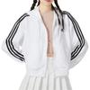 adidas Αθλητικό Μπουφάν με Κουκούλα με Τρεις Ρίγες Γυναικεία Μπουφάν Λευκό IK8387