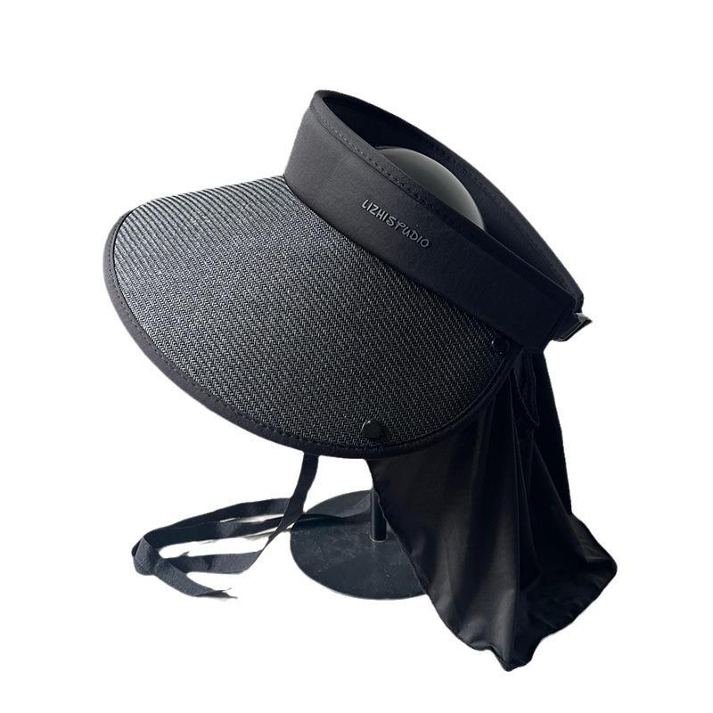 

Велосипедная женская шляпа от солнца с открытым верхом, соломенная виниловая шаль, складная шляпа от солнца с большими полями, защита от УФ-лучей, шляпа от солнца One size