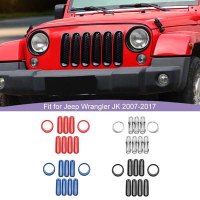 ABS Auto Koplamp Decoratieve Afdekking Grille Decoratie Stickers Met Gaas Voor Jeep Wragnler JK 2007-2017 Auto Exterieur Accessoires