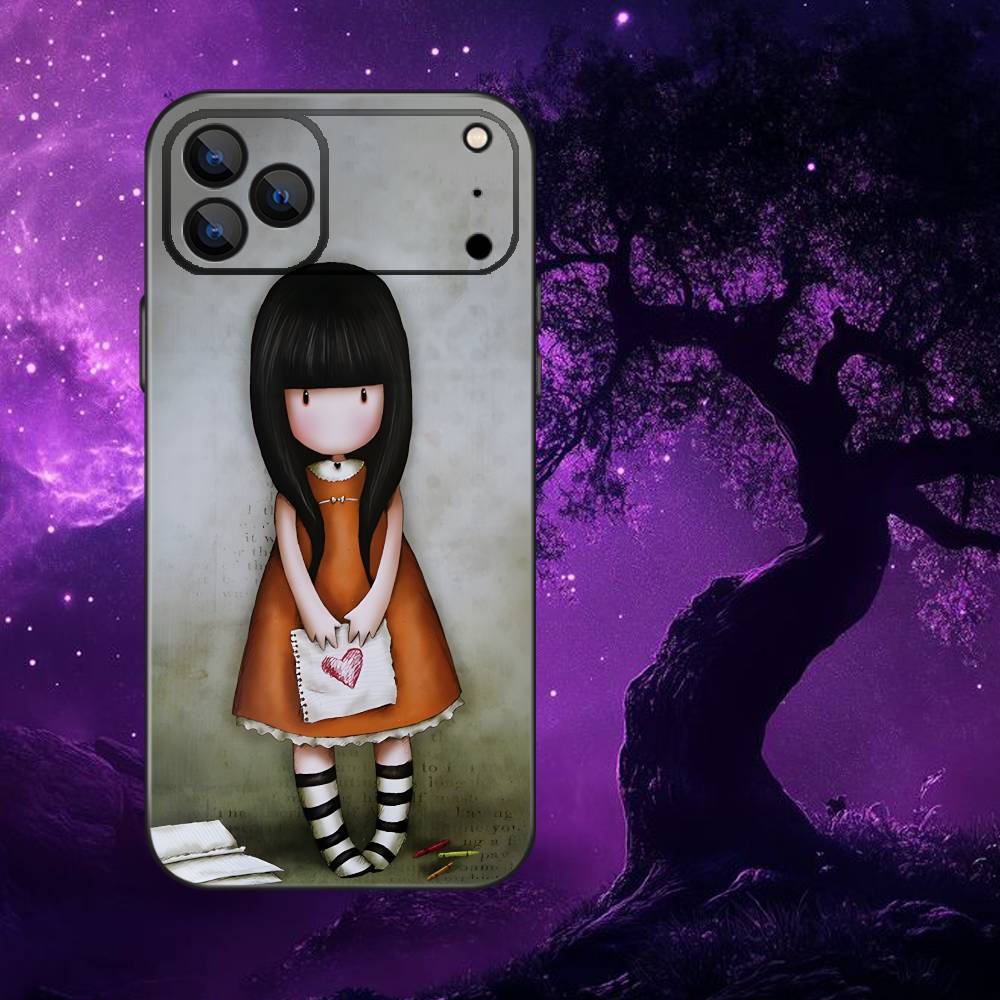 

S-Santoro G-Gorjuss Phone Case For iPhone 17,16,15,14,13,12,Pro,Max,Plus,E,SE4,Air,Mini Black Soft Box iPhone17