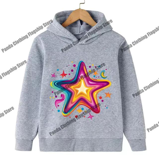 Pink Star Print Children's Hoodie for Boys and Girls - Long-Sleeved and Warm
