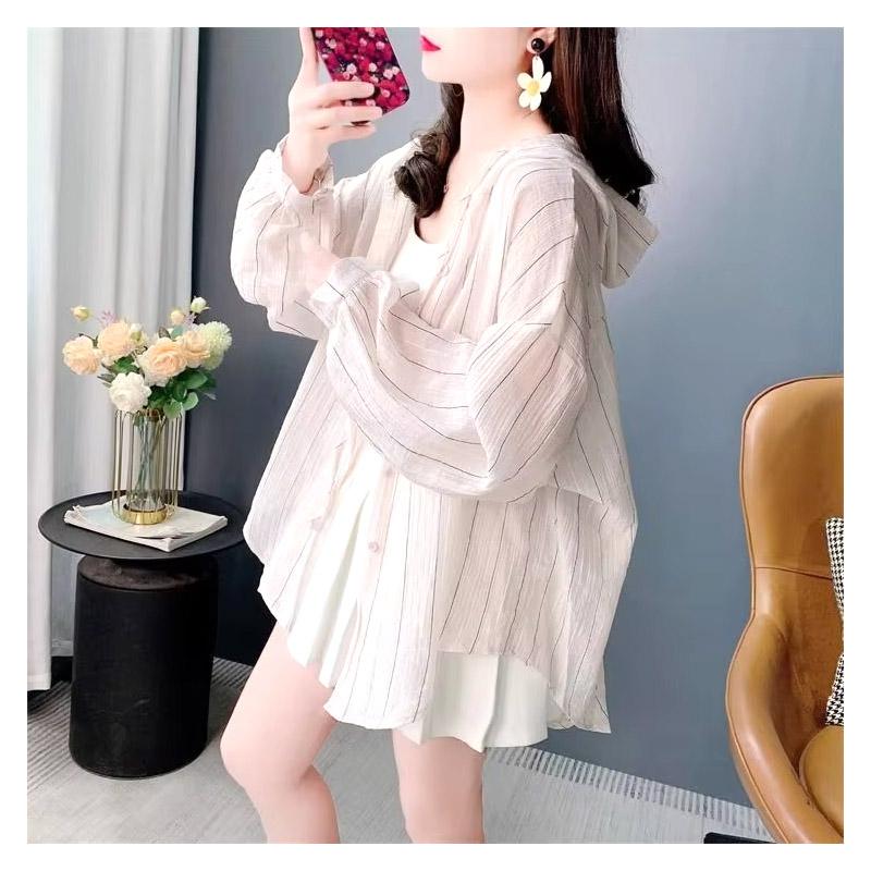 Hooded Hot Selling Comfortable Versatile Fashion Women's Loose Stripe Shirts Casual Loose Hot Selling Tops Long Sleeve