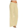 Women's Casual Cotton Linen Elastic Waist Drawstring Long Wide Leg Pants