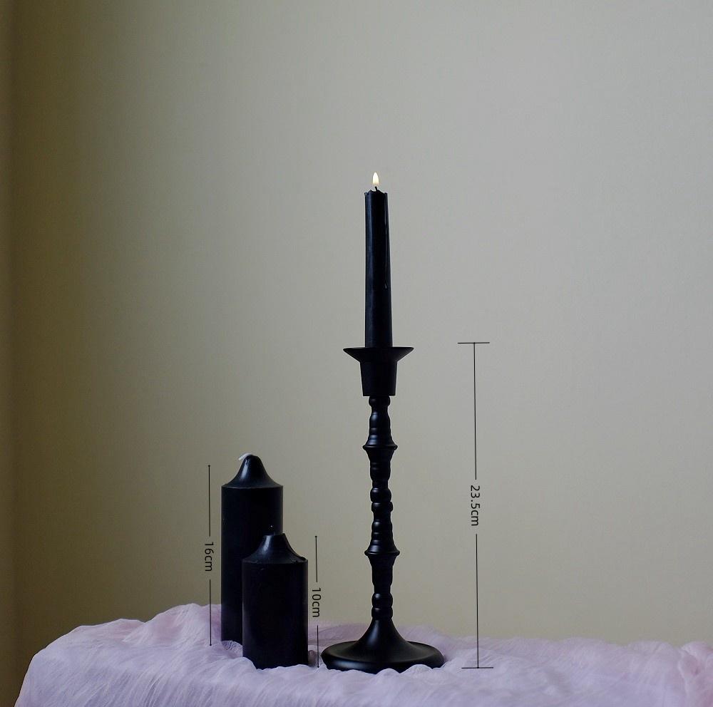 Black Wrought Iron Retro Candlestick Ornament for Christmas, Halloween, Weddings