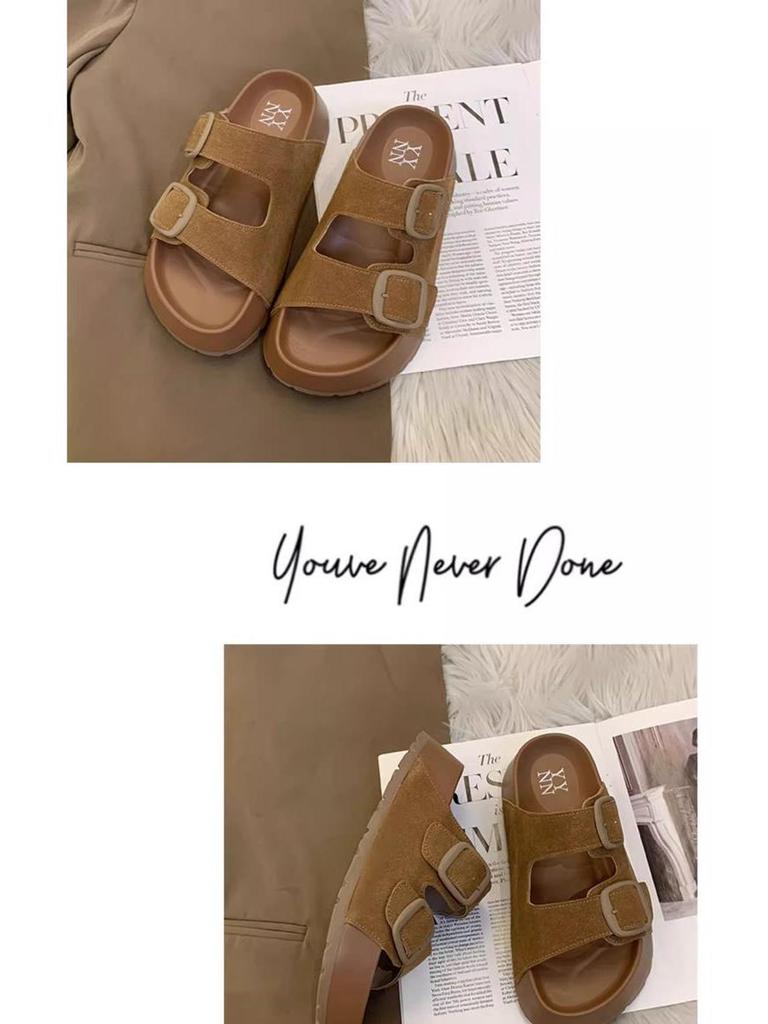 Retro-Style Fashionable Thick-Sole One-Strap Sandals
