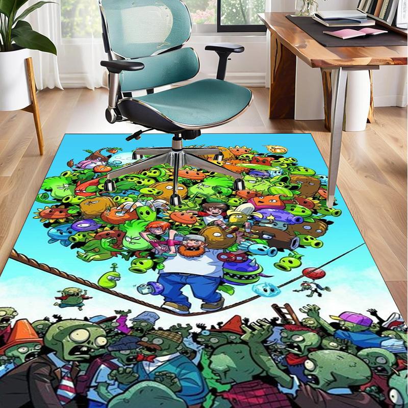 Vibrant Battle Zombies Office Rug Chair Mat, Game Carpet, Suitable for Front Door, Bedroom, Living Room, Desk, Holiday Gift