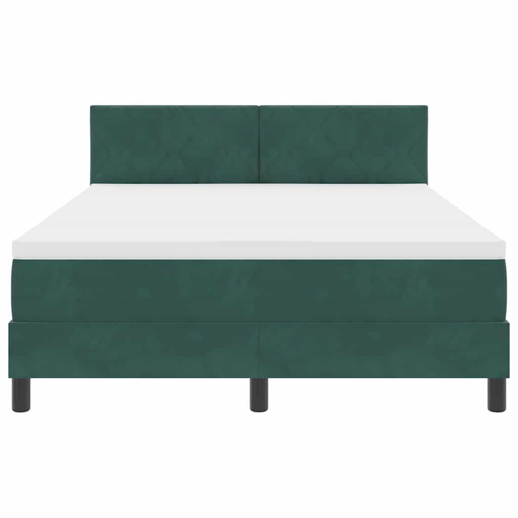LED Box Spring Bed with Headboard Dark Green 160 X 200 Cm Velvet