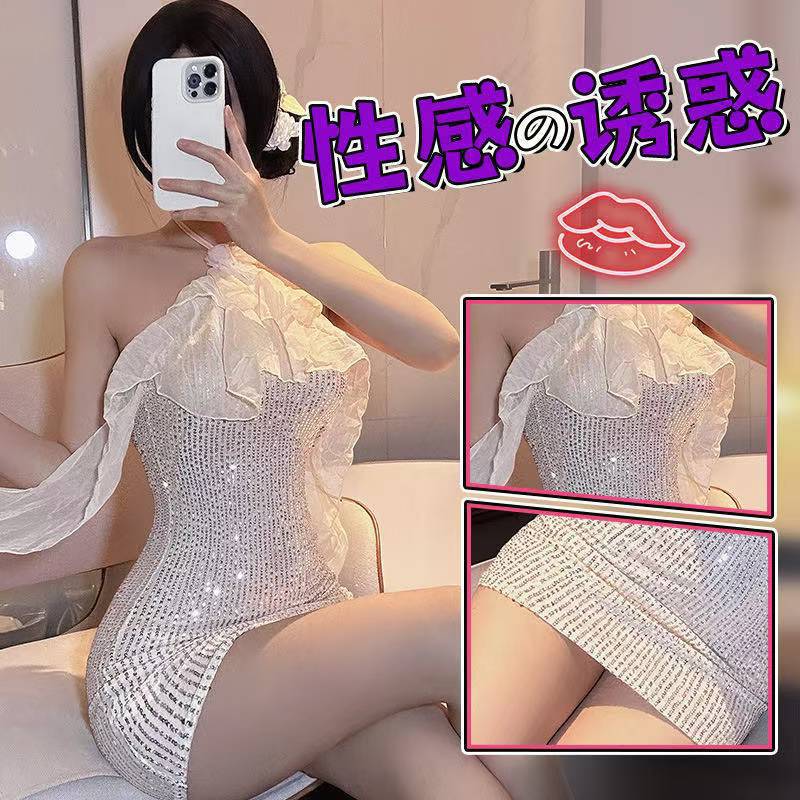 Sex Underwear Ball Queen Sequins Flower Neck Strap Skirt Halter Hips Celebrity Dress