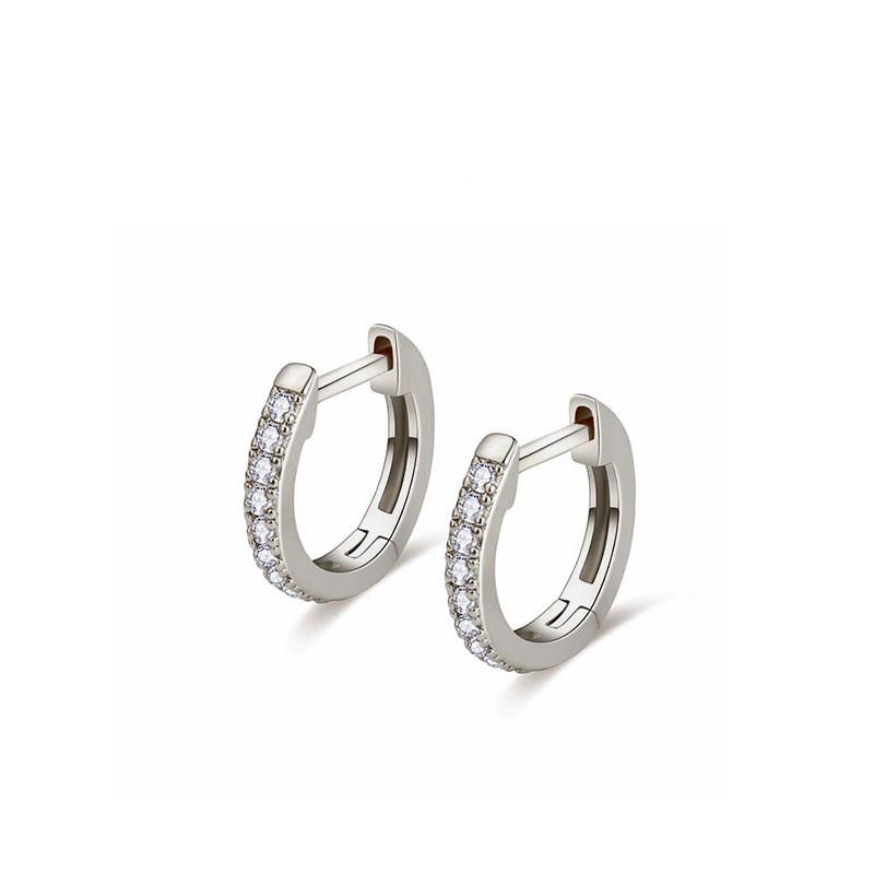 Real 925 Sterling Silver Fashion Geometric Zircon U-shaped Earrings for Women Valentine s Day Gift Jewelry серебряный
