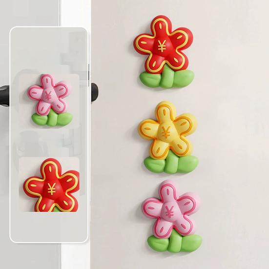 Door Stopper Wall Protector Door Handle Wall Guard Cute Flower Door Shock Absorption Stopper with Adhesive for Doors Protects Wall Surface