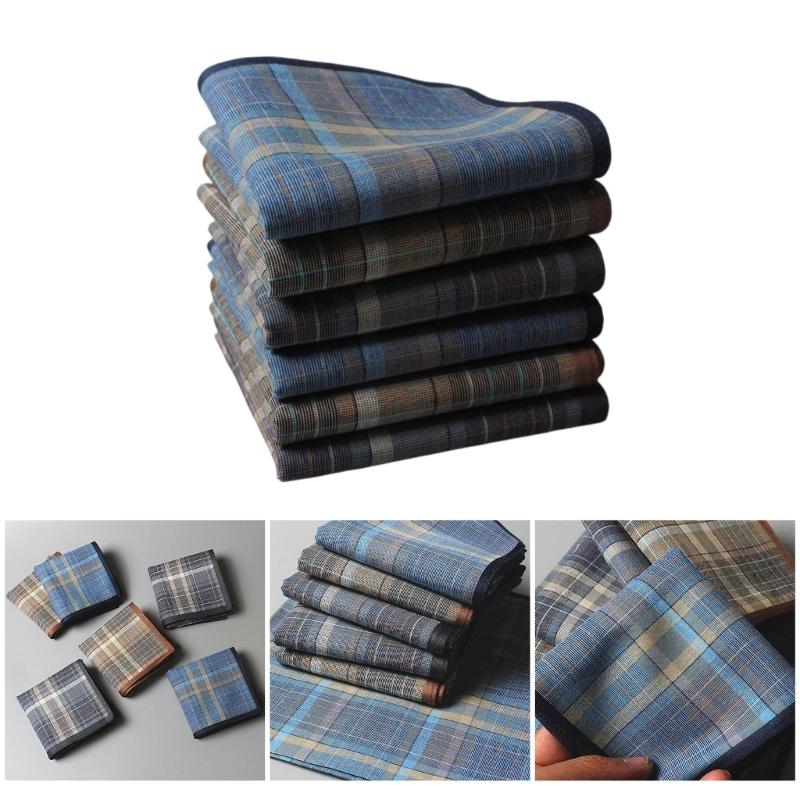 Fabric Handkerchiefs for Adult Men Pocket Square Handkerchief Multifuncational High Absorbent Sweat Wiping Towel 6PCS