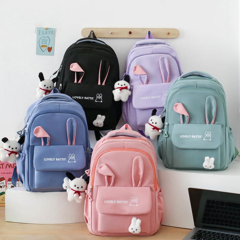Fyra-delad ryggsäck för damer Kaninöra Elevens skolväska Stor kapacitet Ryggsäcksskydd Ryggsäck