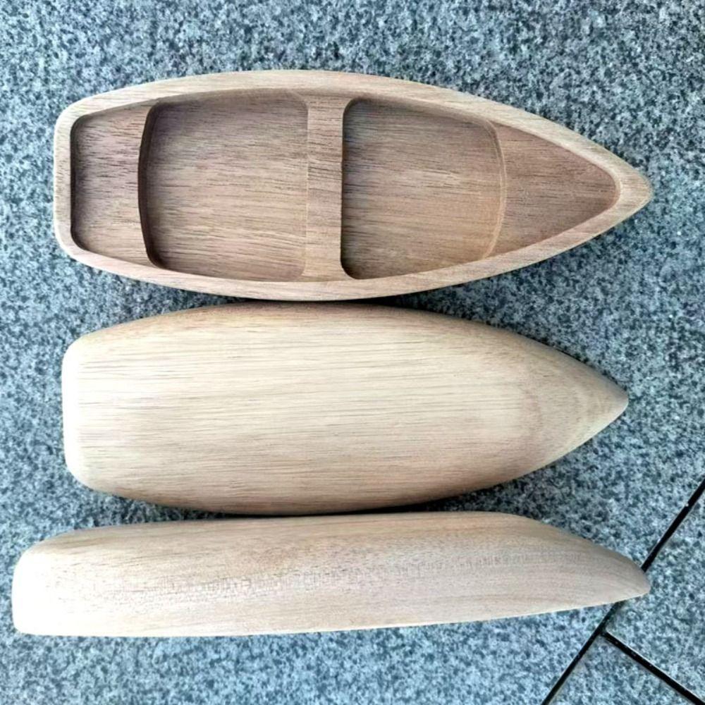 Mini Canoe Fishing Boat Decor Ocean Landscape Boat Model Ornaments Wooden Boat Model  Desk Ornament