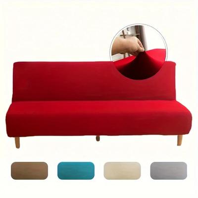 Stretch Futon Cover Armless Sofa Slipcover Foldable Sofa Bed Covers with Elastic Band, Machine Washable