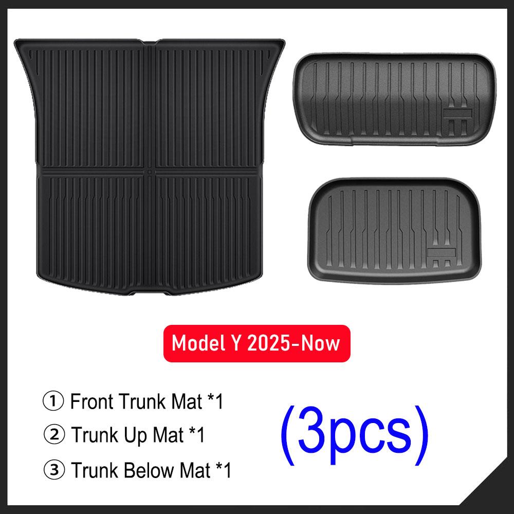 Front Rear Trunk Mat for 2025 2026 Tesla Model Y Juniper Cargo Mat Rear Seat Back Cover SeatBack Liner Pad Protector Accessories