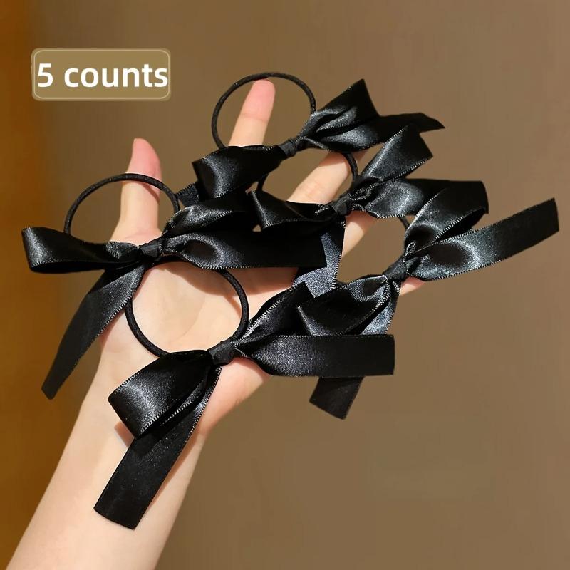 

5Pcs Black Bow Hair Tie,Women s Fashionable and Cute Style, Suitable for Daily Use, Recommended Gift Hair Accessories